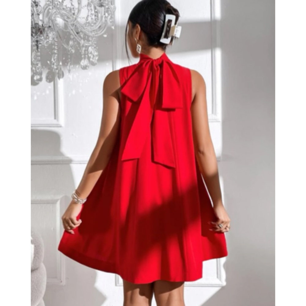 Luxe white tie back mini dress - Picture 4 of 16